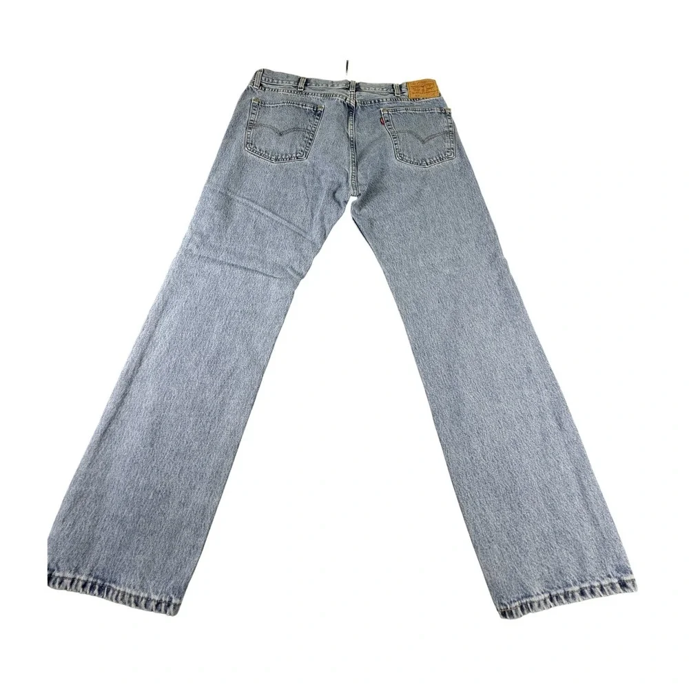 Levis 505 Regular Fit Jeans Mens 40x30 Light Wash Straight Leg Denim Blue Pants